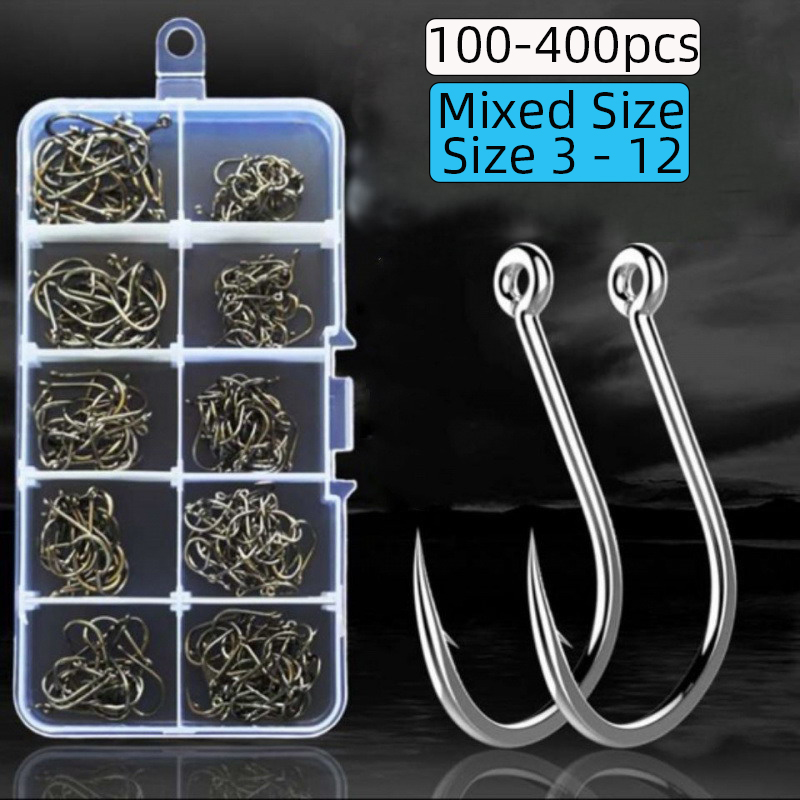 Fishing Hook Circle - 100-400개/박스 3 # -12 # 잉어