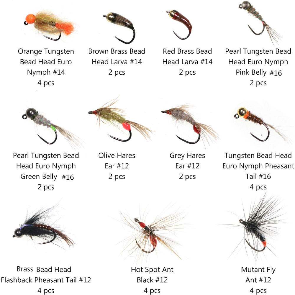 32개 님프 플라이 키트 송어 낚시 플라이 루어 미끼  - Fishing Hook Barbless 리뷰 및 가격