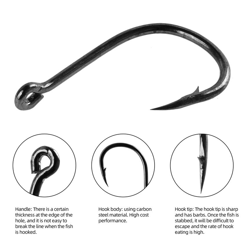 100/500pcs 낚시 후크 세트 탄소강 단일 원형  - Fishing Hook Circle 리뷰 및 가격